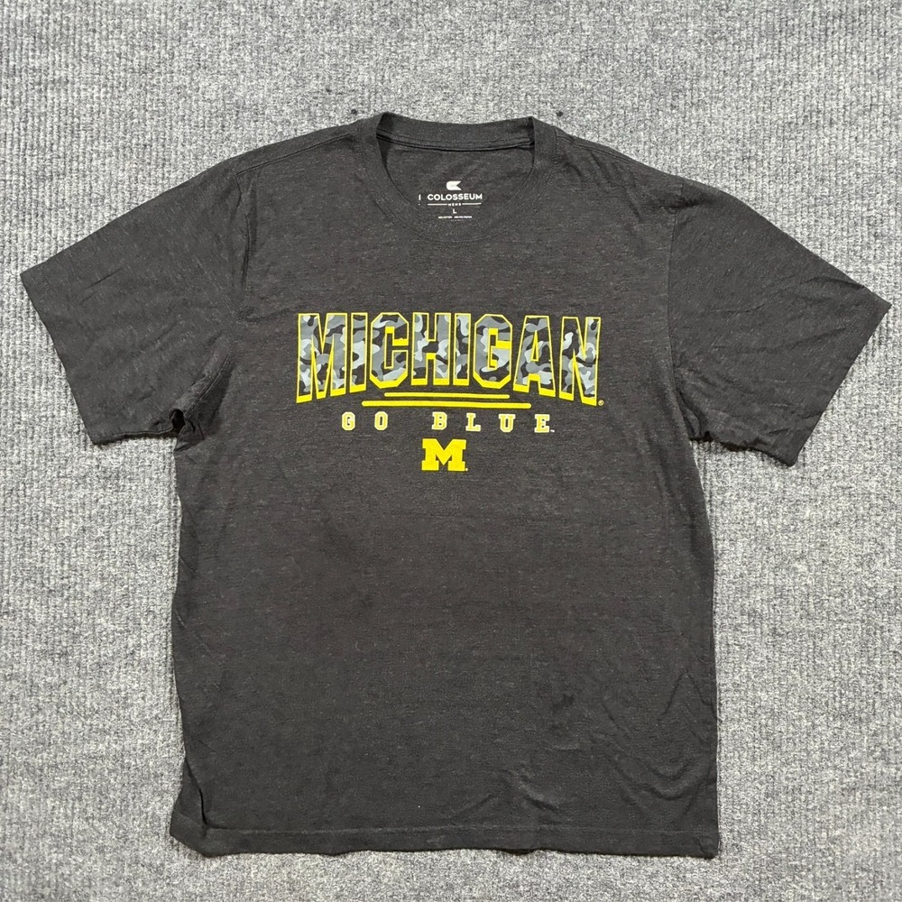 Colosseum Michigan Wolverines T Shirt Men Size L Black Go Blue Graphic NCAA